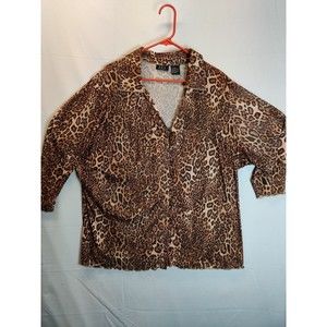 RQT Woman Top Plus Size 3X Multicolor Cheetah Print Lightweight Comfort